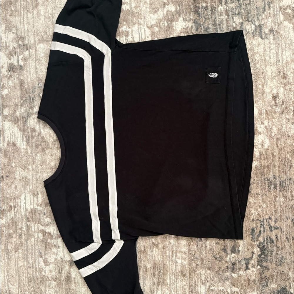 Free People Black Sweatshirt with White Stripes